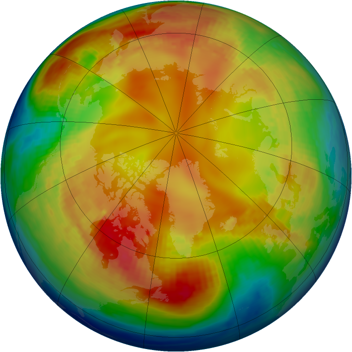 Arctic ozone map for 28 January 1985